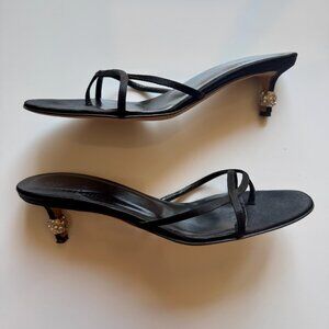 Vintage John Galliano Y2K Kitten Heel Black Leather Size 39 Women's 8/8.5